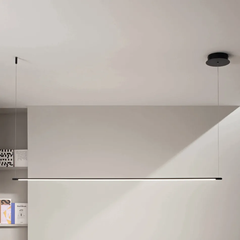 Lampada a Sospensione con Luce LED e Cavetti Regolabili in Lunghezza - Arancio Viadurini