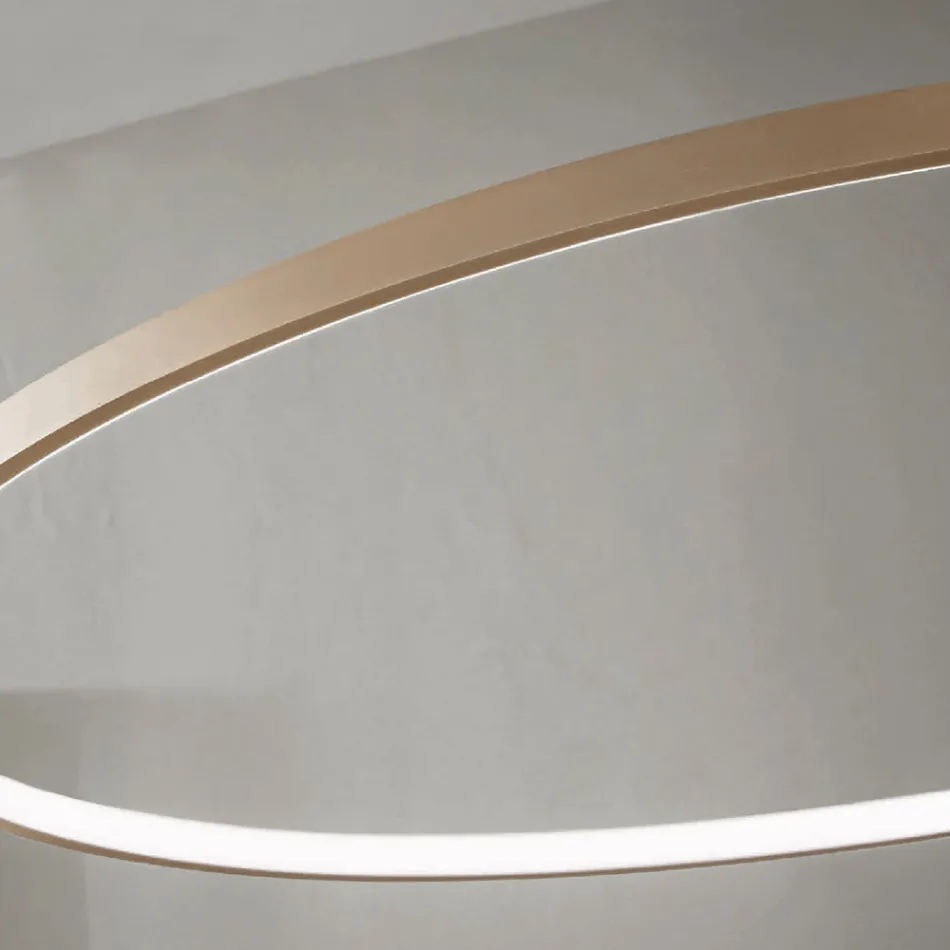 Lampada a Sospensione con Luce LED Rotonda Orizzontale in Metallo - Gelso Viadurini