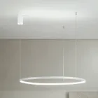 Lampada a Sospensione con Luce LED Rotonda Orizzontale in Metallo - Gelso Viadurini