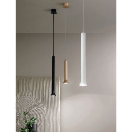 Lampada a Sospensione con Montatura Metallica e Cavi Regolabili - Betulla Viadurini