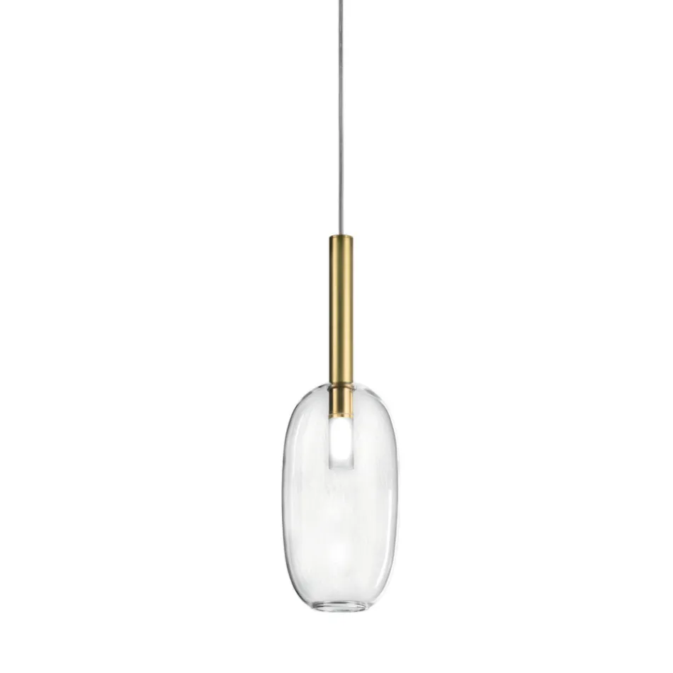 Lampada a Sospensione con Vetro in Varie Forme Made in Italy - Sintonia Viadurini