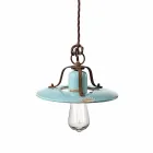 Lampada a sospensione country in ceramica e metallo Sara Ferroluce Viadurini