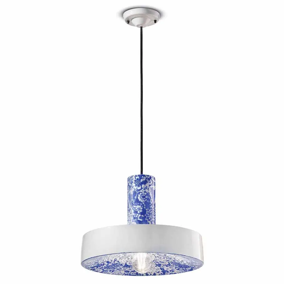 Lampada a Sospensione dallo Stile Retrò in Ceramica Colorata – Ferroluce Pi Viadurini