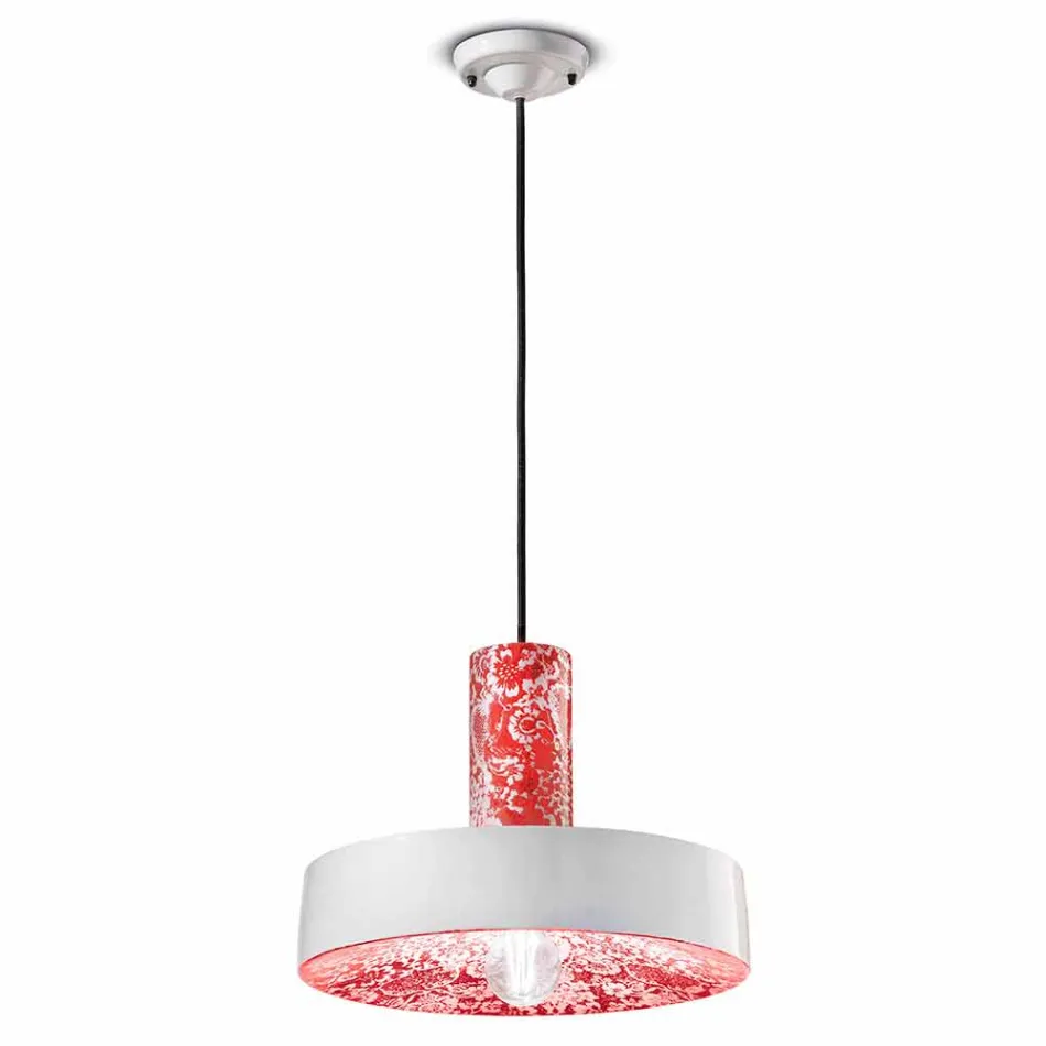 Lampada a Sospensione dallo Stile Retrò in Ceramica Colorata – Ferroluce Pi Viadurini