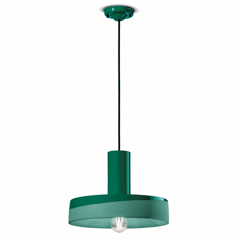 Lampada a Sospensione dallo Stile Retrò in Ceramica Colorata – Ferroluce Pi Viadurini