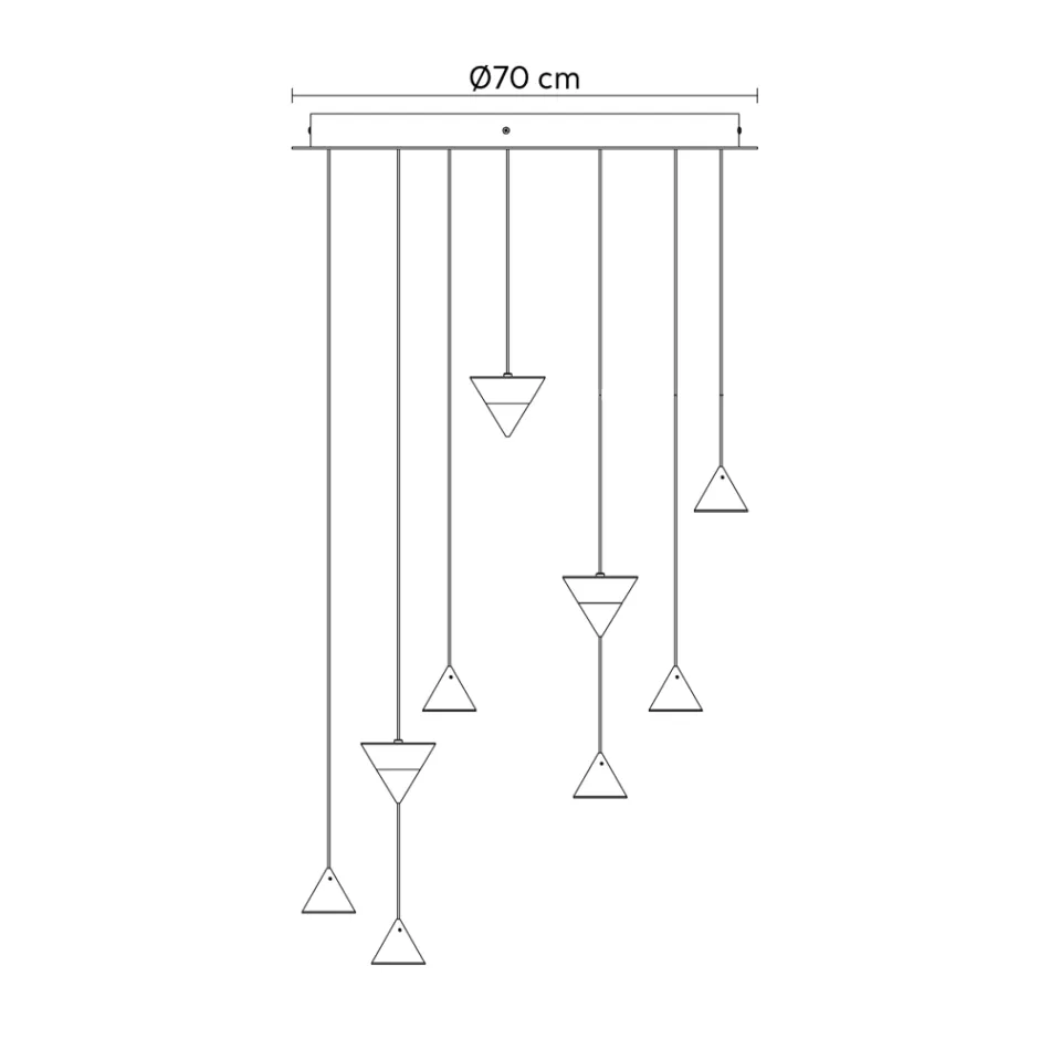 Lampada a Sospensione Design 5 o 7 Luci Filo in Alluminio Nero - Mercado Viadurini