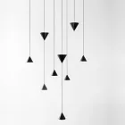 Lampada a Sospensione Design 5 o 7 Luci Filo in Alluminio Nero - Mercado Viadurini