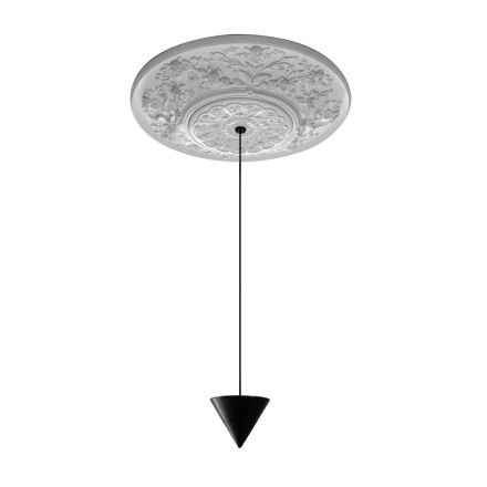 Lampada a Sospensione Design Gesso Bianco e Alluminio Nero 1 Cono - Tesera Viadurini