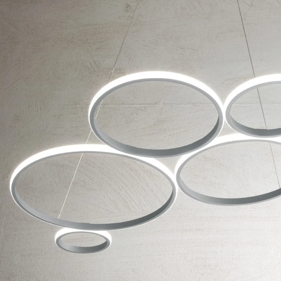 Lampada a Sospensione Design per Soggiorno in Metallo Argento o Oro - Olimpo Viadurini