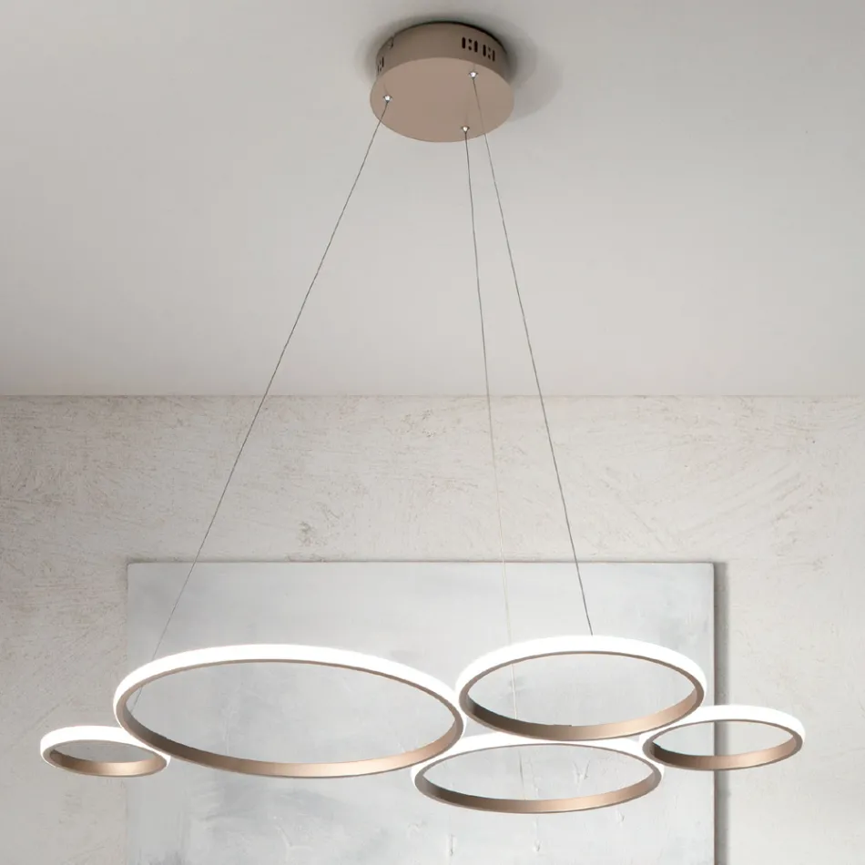 Lampada a Sospensione Design per Soggiorno in Metallo Argento o Oro - Olimpo Viadurini