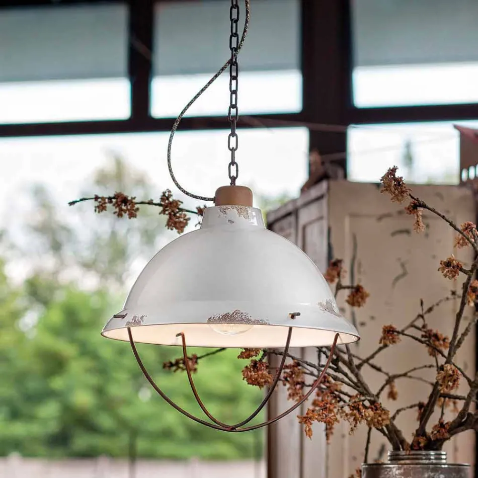 Lampada a sospensione di design industriale artigianale Clara Viadurini