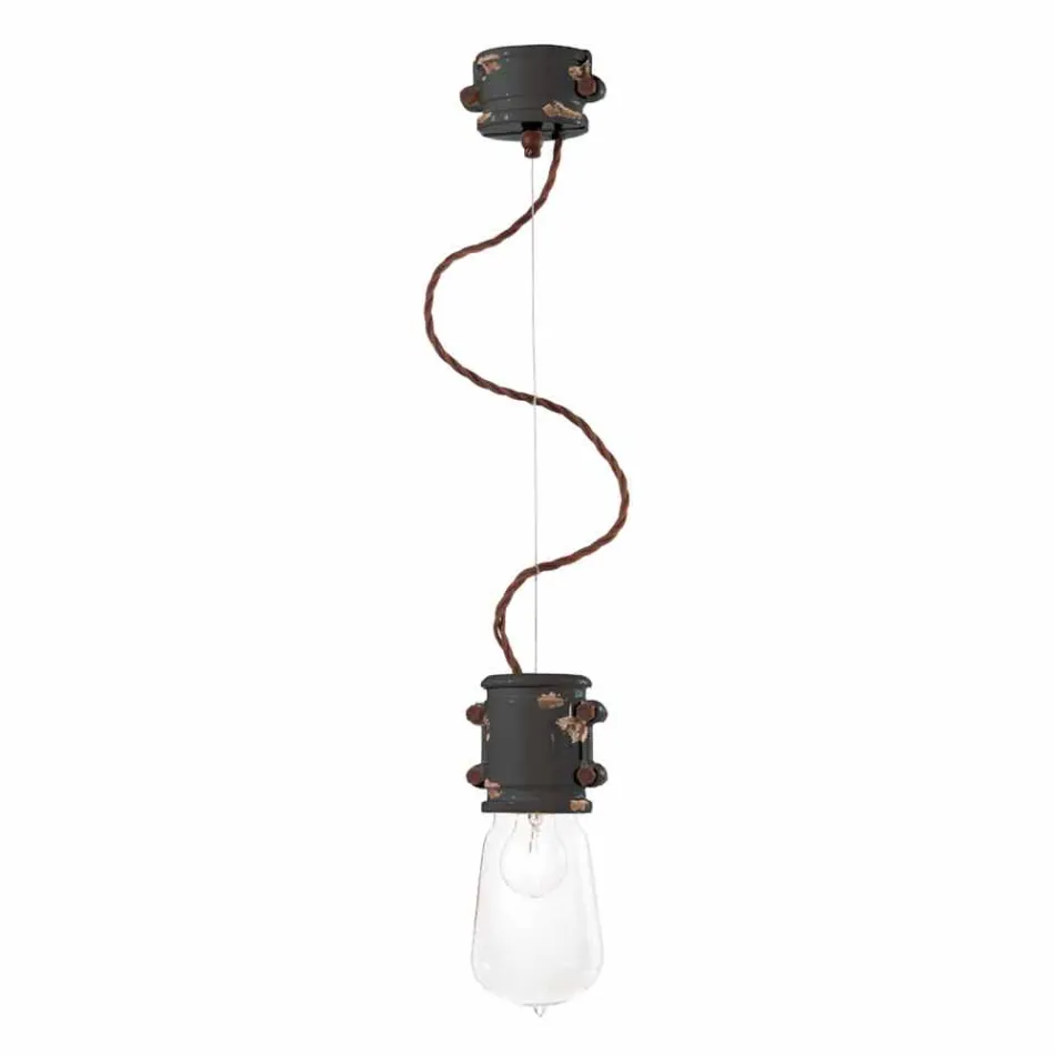 Lampada a sospensione di design urbano artigianale Edith Ferroluce Viadurini