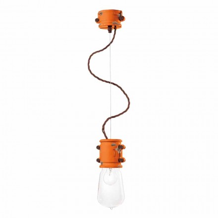Lampada a sospensione di design urbano artigianale Edith Ferroluce Viadurini