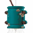 Lampada a sospensione di design urbano artigianale Edith Ferroluce Viadurini