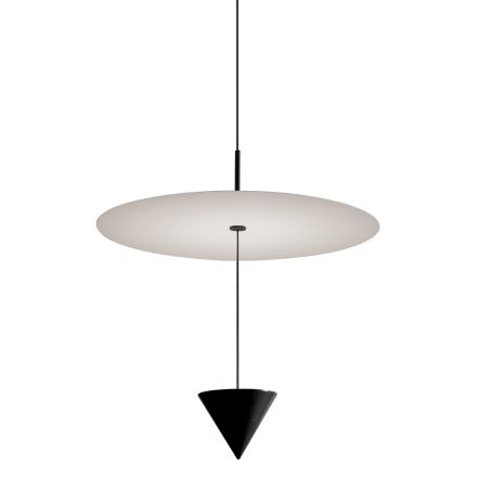 Lampada a Sospensione in Alluminio con Piatto Bianco e Cono Nero - Padel Viadurini