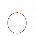 Lampada a Sospensione in Alluminio Nero e Ottone Naturale Made in Italy - Norma