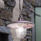 Lampada a Sospensione in Alluminio Nero Rame con Decoro a Mano - Latina Viadurini
