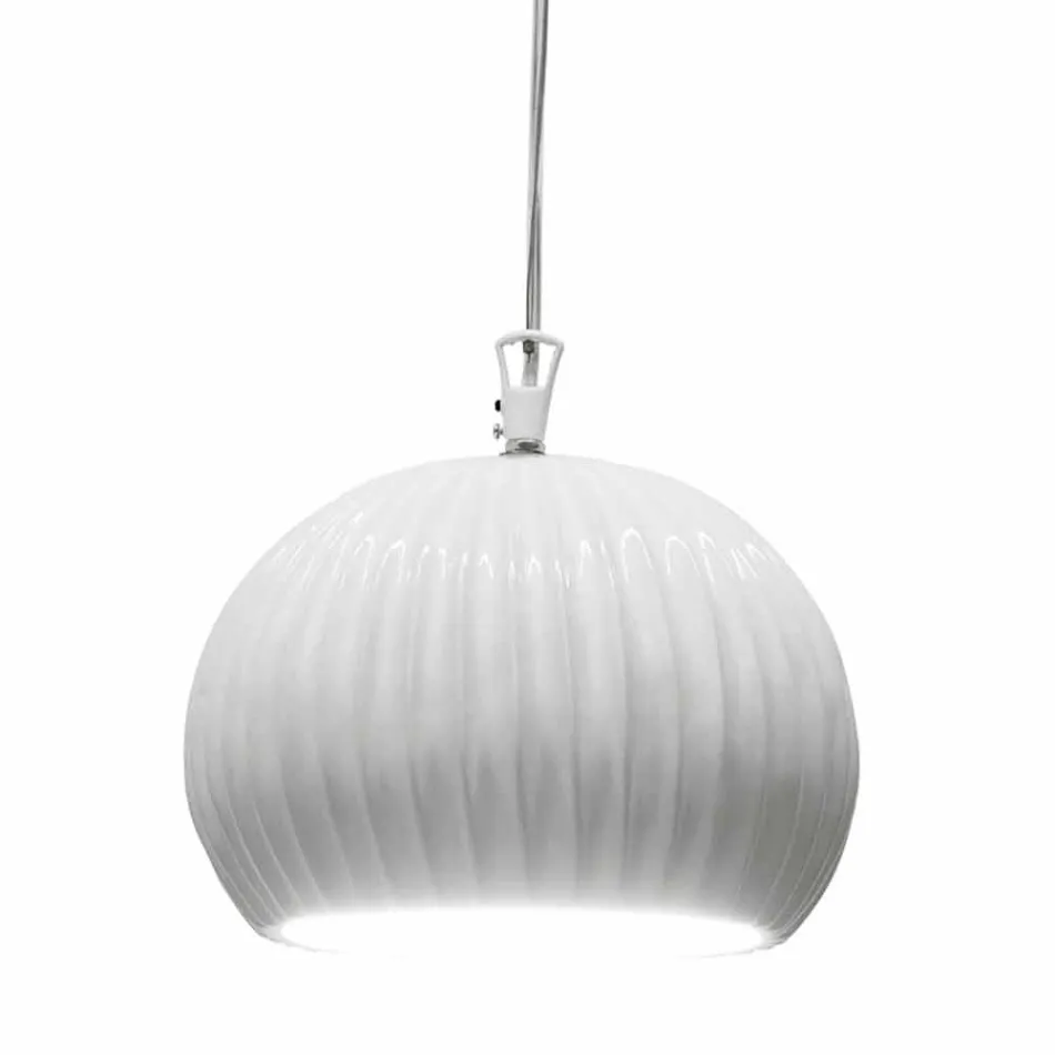 Lampada a Sospensione in Ceramica Bianca Lucida Design in 4 Forme - Oasi Viadurini