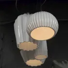 Lampada a Sospensione in Ceramica Bianca Lucida Design in 4 Forme - Oasi Viadurini