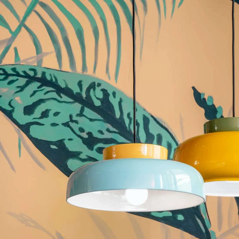 Lampada a Sospensione in Ceramica Bicolor Made in Italy - Corcovado Viadurini