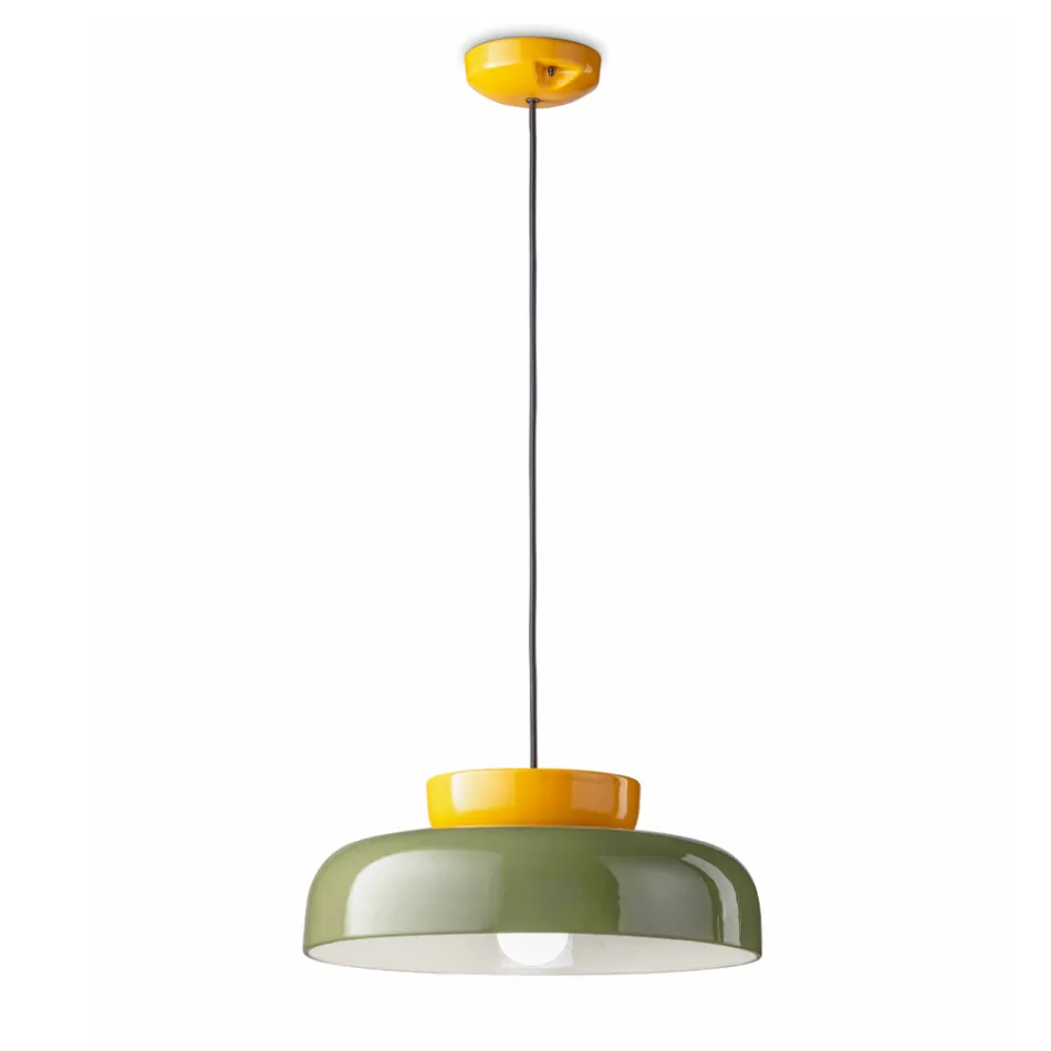 Lampada a Sospensione in Ceramica Bicolor Made in Italy - Corcovado Viadurini