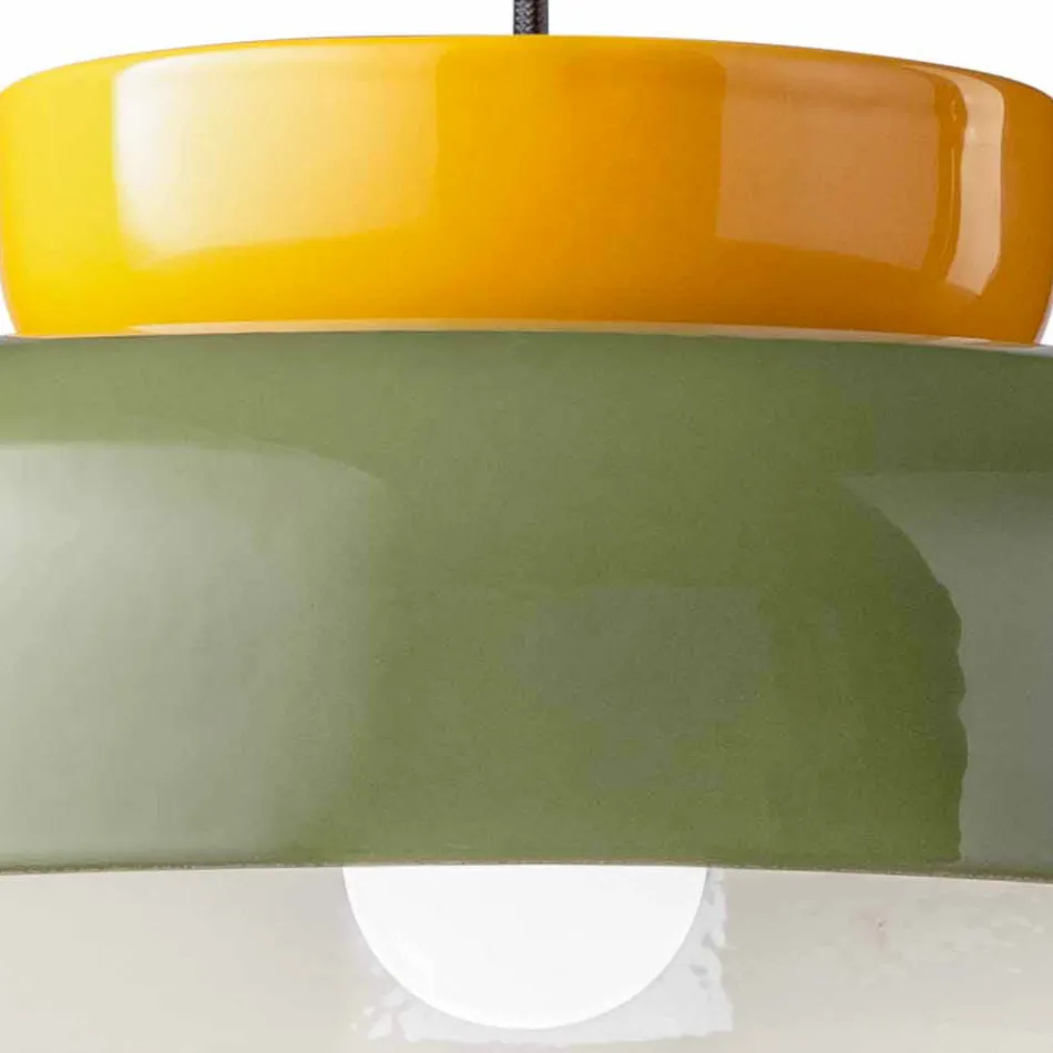 Lampada a Sospensione in Ceramica Bicolor Made in Italy - Corcovado Viadurini