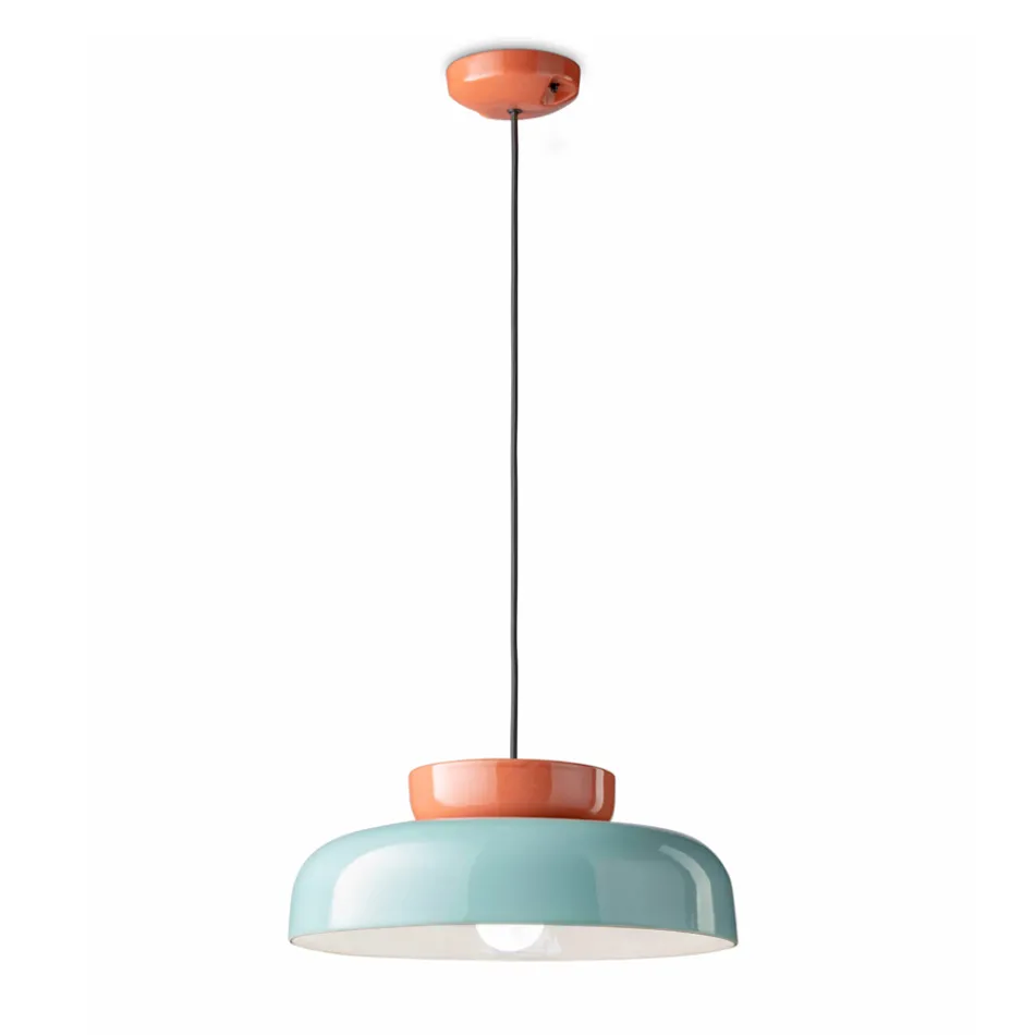 Lampada a Sospensione in Ceramica Bicolor Made in Italy - Corcovado Viadurini