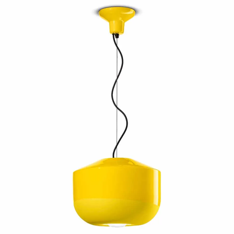 Lampada a Sospensione in Ceramica Colorata Made in Italy – Ferroluce Bellota Viadurini