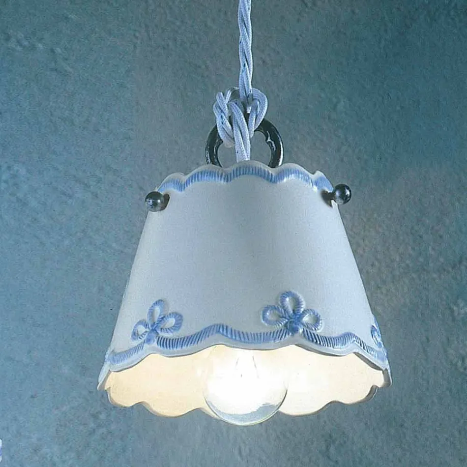 Lampada a sospensione in ceramica con fascia colorata Ferroluce Viadurini