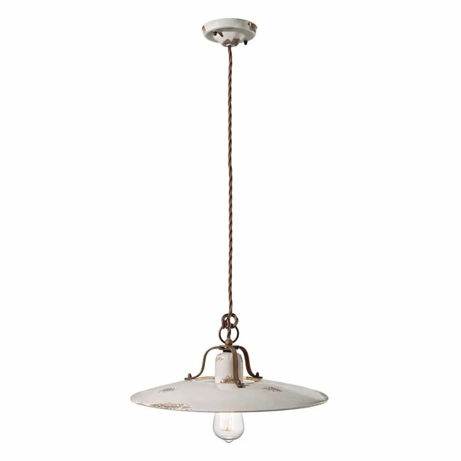 Lampada a sospensione in ceramica e metallo country Emily Ferroluce Viadurini