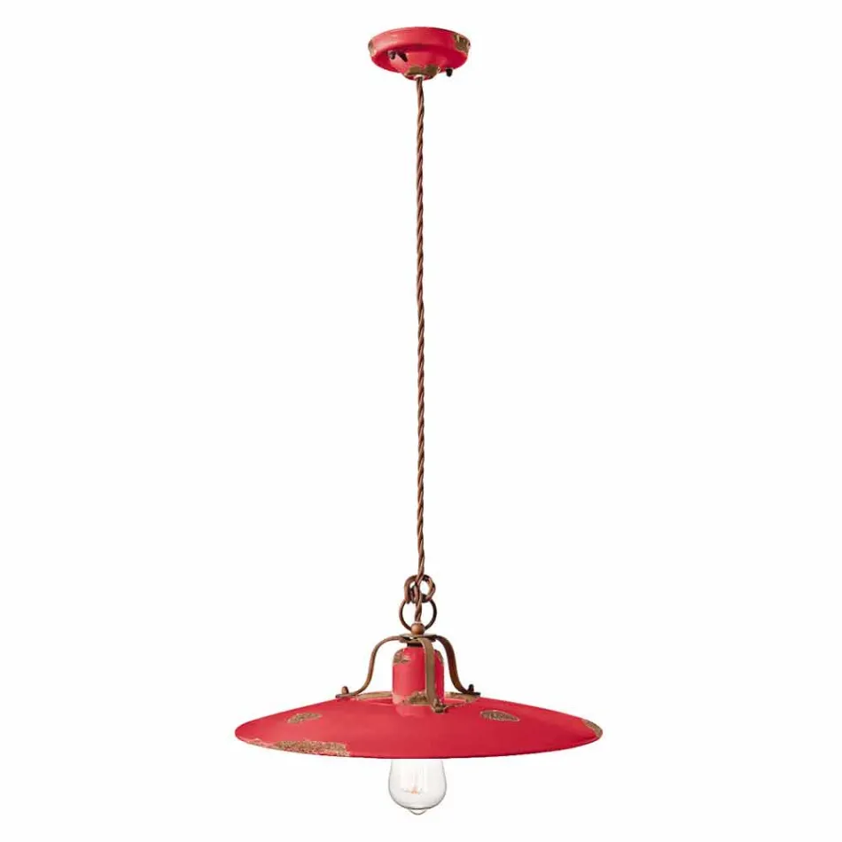 Lampada a sospensione in ceramica e metallo country Emily Ferroluce Viadurini