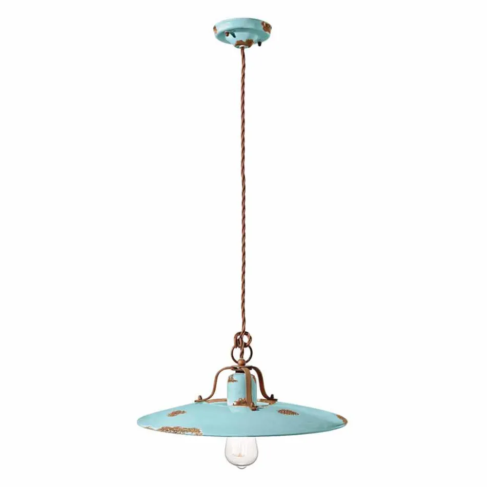 Lampada a sospensione in ceramica e metallo country Emily Ferroluce Viadurini