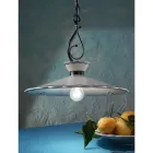 Lampada a Sospensione in Ceramica Effetto Ricamo Dipinta a Mano - Ravenna Viadurini