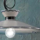 Lampada a Sospensione in Ceramica Effetto Ricamo Dipinta a Mano - Ravenna Viadurini