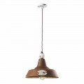 Lampada a sospensione in ferro anticato e ceramica Teresa Ferroluce