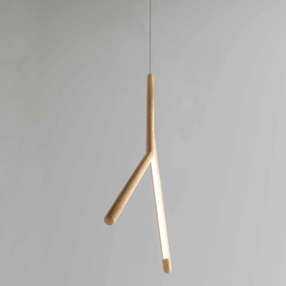Lampada a Sospensione in Legno Massello in Diverse Finiture Made in Italy - Orlov Viadurini