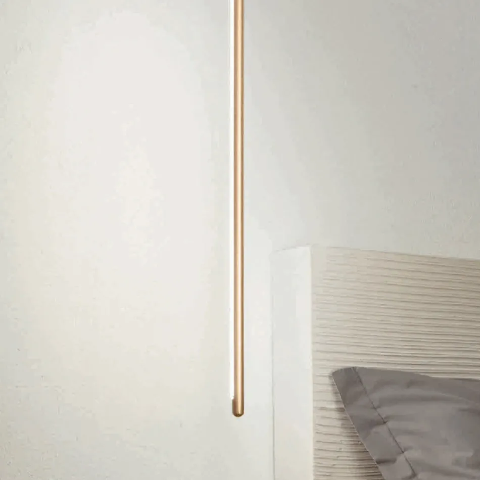 Lampada a Sospensione in Metallo Verniciato Oro con Cavetti Regolabili - Arancio Viadurini