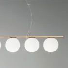 Lampada a Sospensione in Metallo Verniciato Oro e Vetro Soffiato - Birga Viadurini