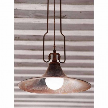 Lampada a sospensione in ottone e rame Mulino con gancio Viadurini