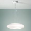 Lampada a Sospensione in Vetro Bianco Soffiato e Metallo Cromato - Ariana