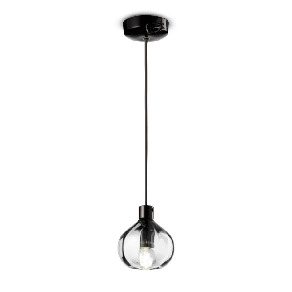 Lampada a Sospensione in Vetro in 2 Diverse Finiture Made in Italy - Afoxe Viadurini