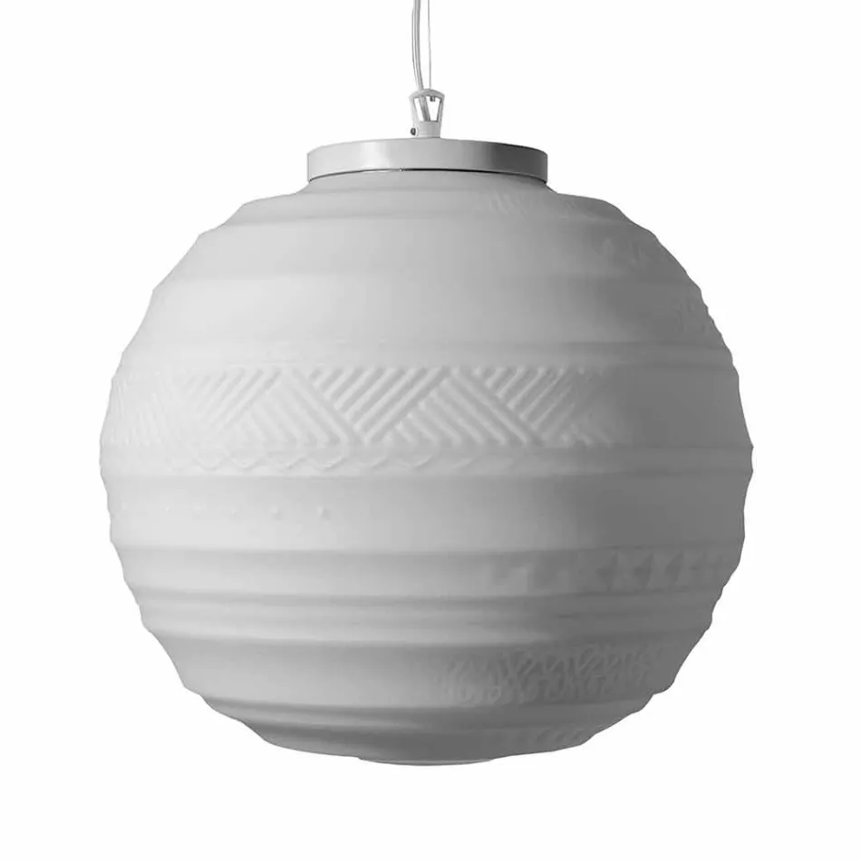 Lampada a Sospensione in Vetro Satinato Bianco in 2 Dimensioni di Design - Morse Viadurini