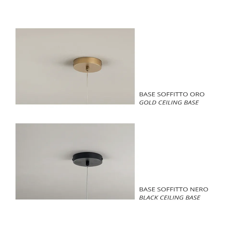 Lampada a Sospensione in Vetro Soffiato a Doppio Strato Made in Italy - Trilly  Viadurini
