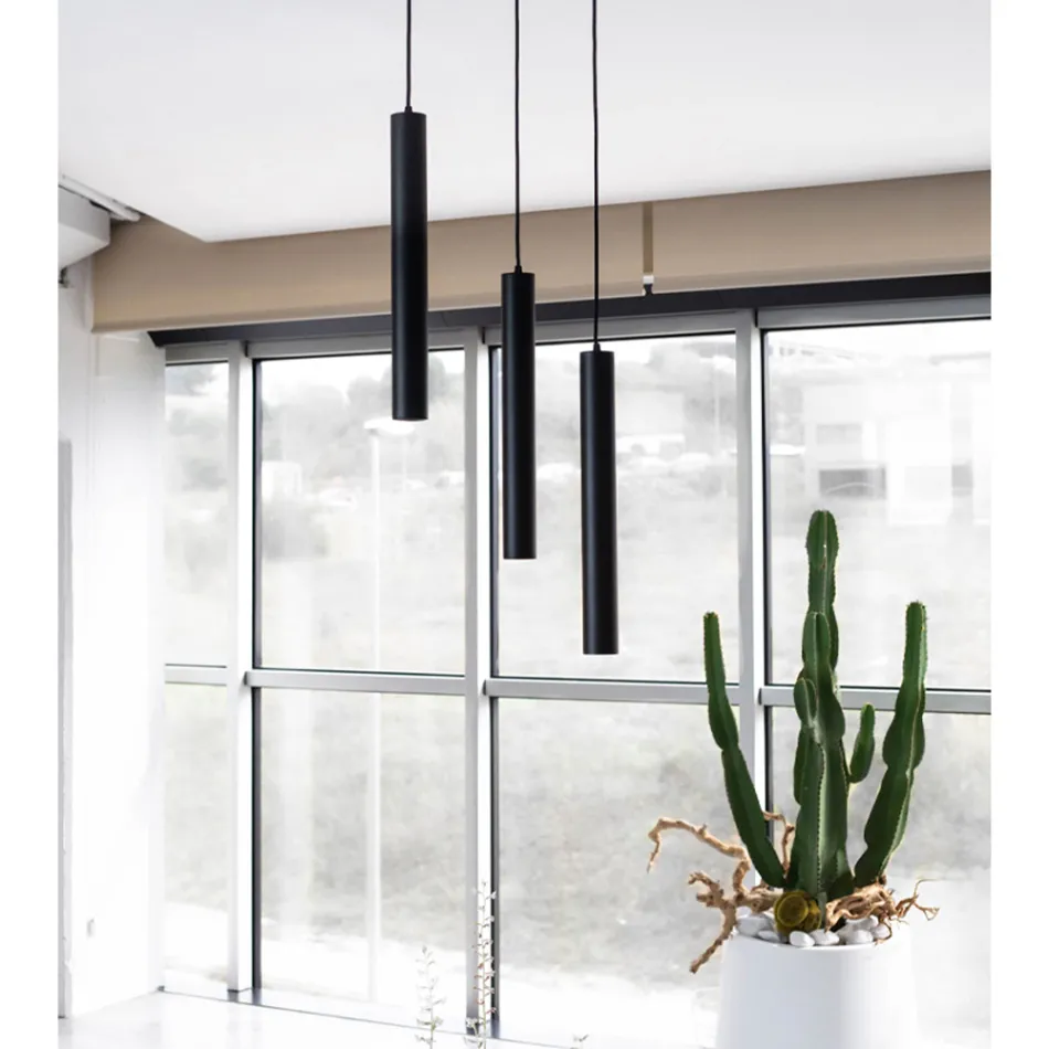 Lampada a Sospensione Led Decorativa in Alluminio Bianco o Nero - Rebolla Viadurini