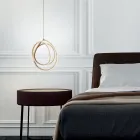 Lampada a Sospensione LED Grande o Piccola in Metallo Oro di Design - Point Viadurini