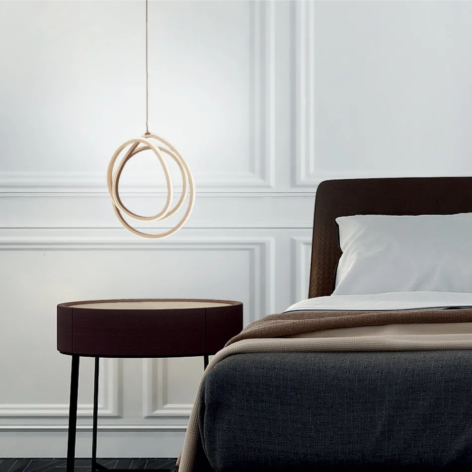Lampada a Sospensione LED Grande o Piccola in Metallo Oro di Design - Point Viadurini