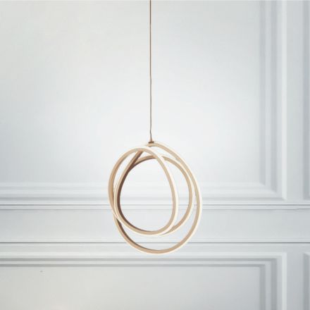 Lampada a Sospensione LED Grande o Piccola in Metallo Oro di Design - Point Viadurini