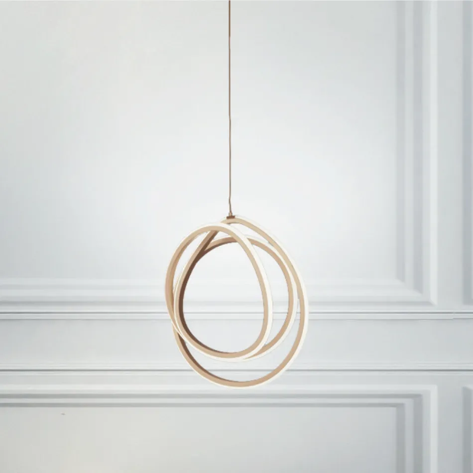 Lampada a Sospensione LED Grande o Piccola in Metallo Oro di Design - Point Viadurini