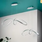 Lampada a Sospensione Led in Metallo Argento, 2 Misure Design Moderno - Lumino Viadurini