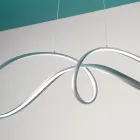Lampada a Sospensione Led in Metallo Argento, 2 Misure Design Moderno - Lumino Viadurini